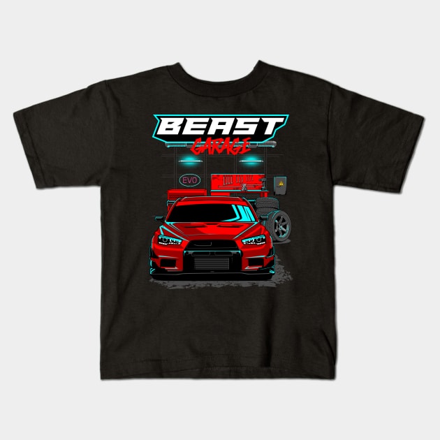 BEAST GARAGE - EVO X Kids T-Shirt by rizadeli